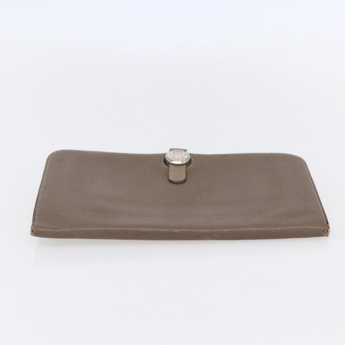 Hermes Dogon Duo Combined Leather Gray Leather Wallets Accessory (Pre-Owned)