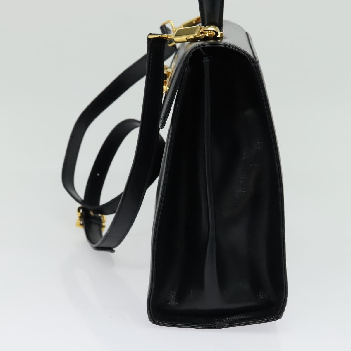 Salvatore Ferragamo Gancini Convertible Top Handle Leather Black Leather Handbag (Pre-Owned)