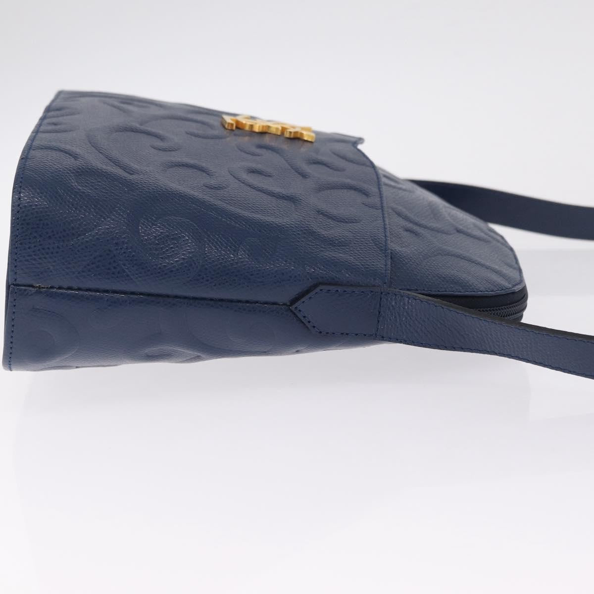 Saint Laurent Overseas Leather Navy Leather Tote Bag Bag (Pre-Owned)