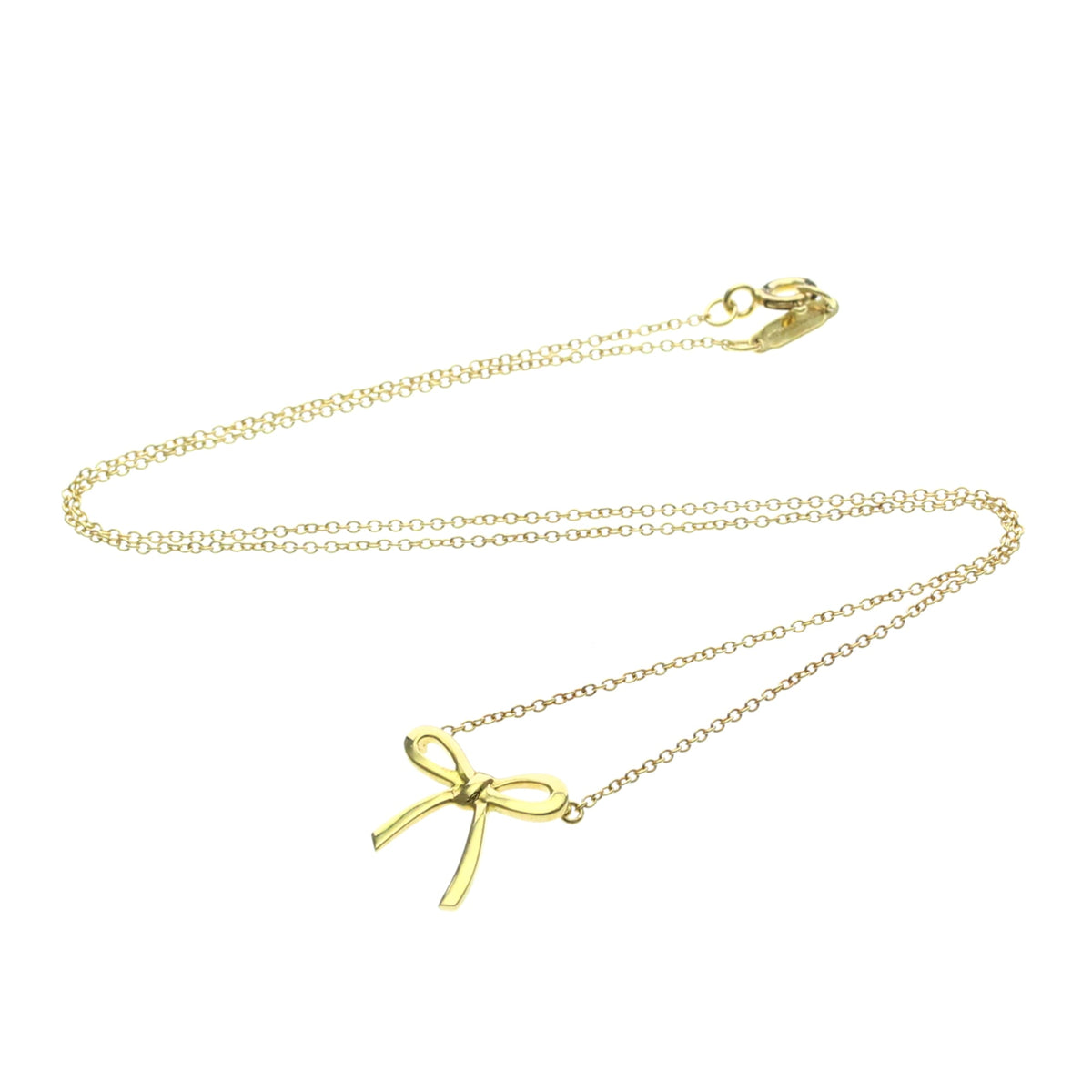 Tiffany & Co. Bow Pendant 18K Yellow Gold Gold Yellow_Gold Necklace Jewelry (Pre-Owned)