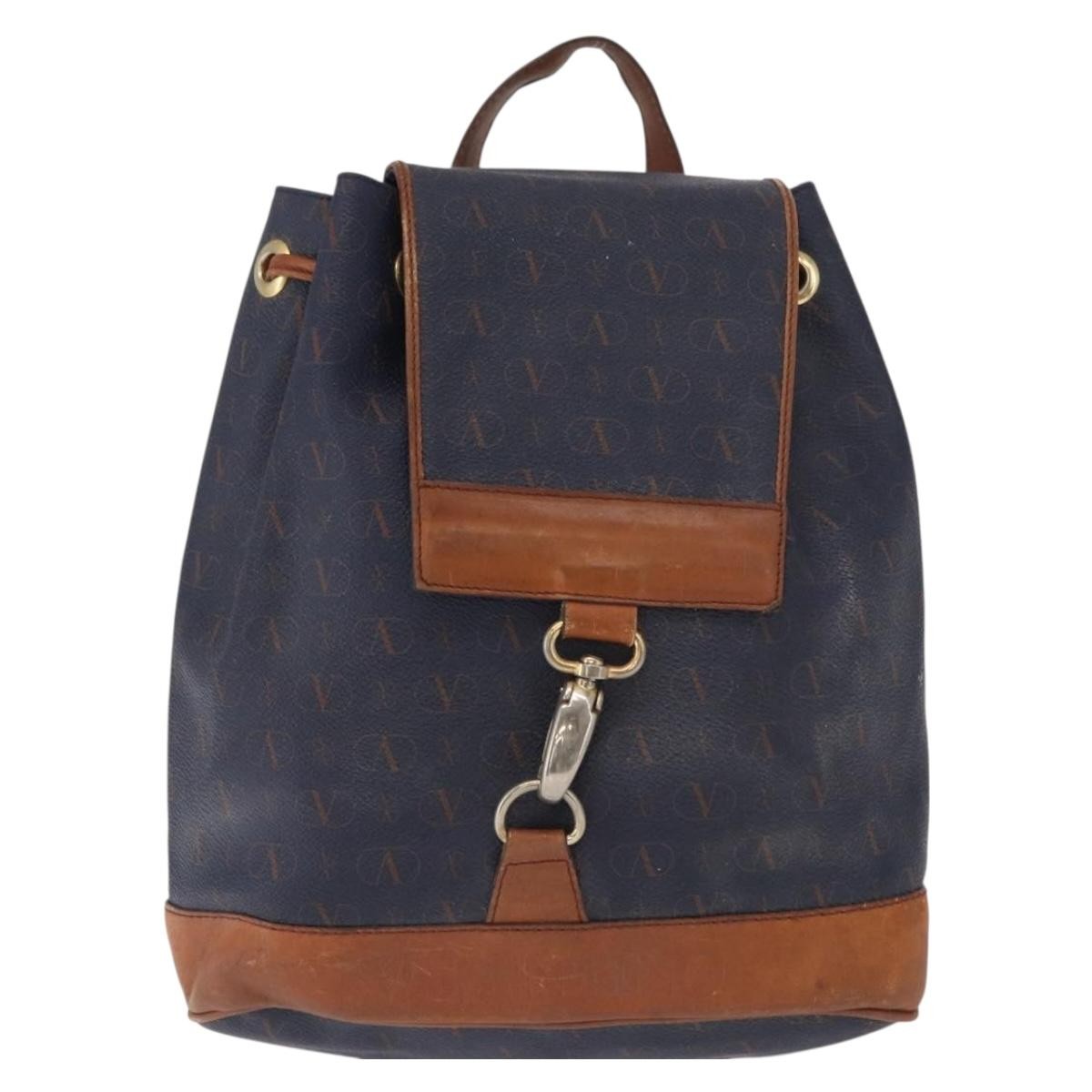 Valentino Garavani Vintage Leather Navy Leather Backpack Bag (Pre-Owned)