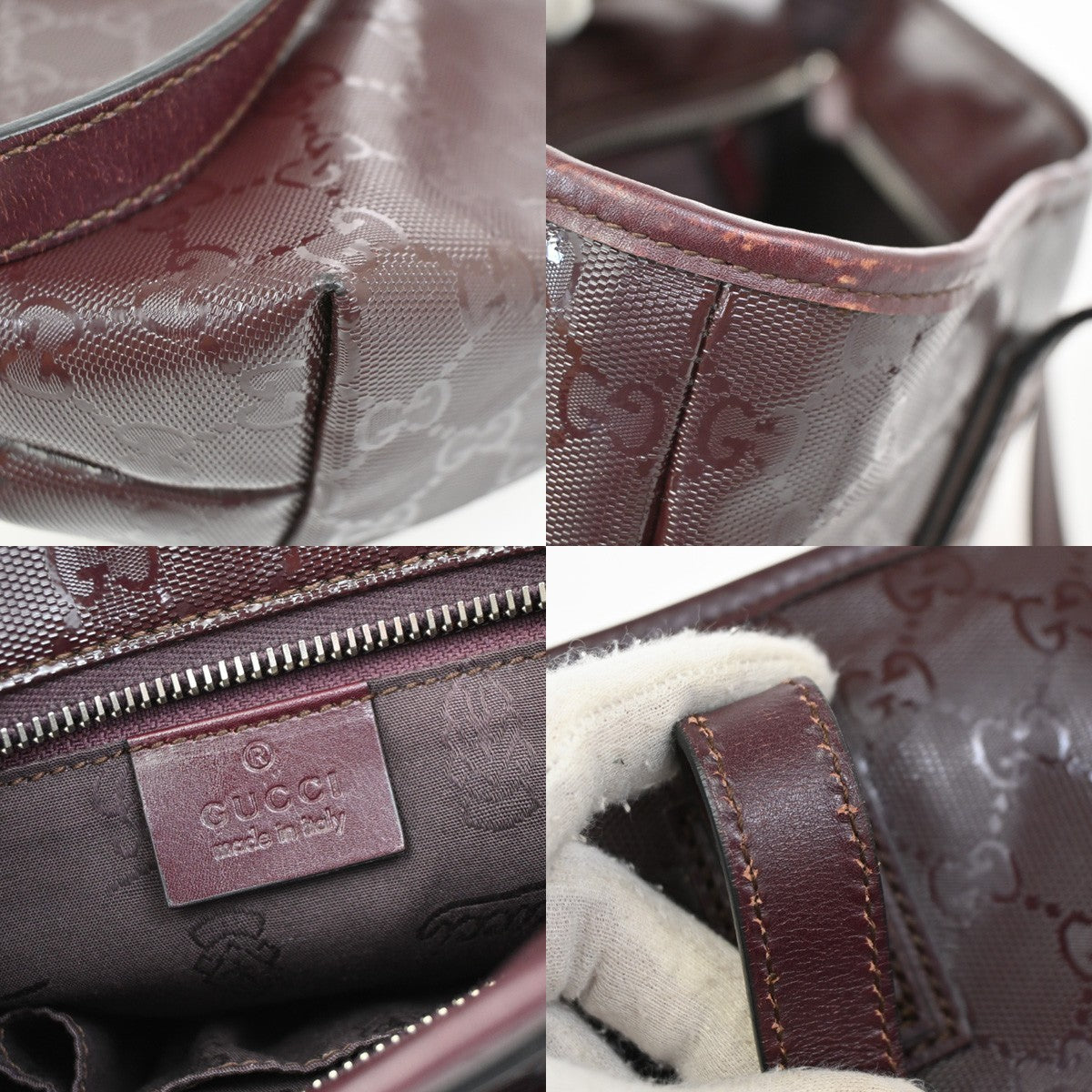 Gucci Plus Tote Gg Imprime Burgundy Pvc Shoulder Bag Bag (Pre-Owned)