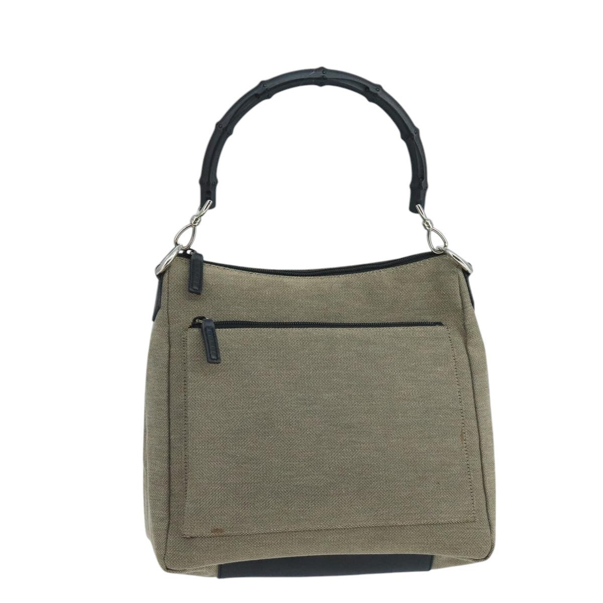Gucci Vintage Bamboo Shoulder Canvas Beige Canvas Shoulder Bag Bag (Pre-Owned)