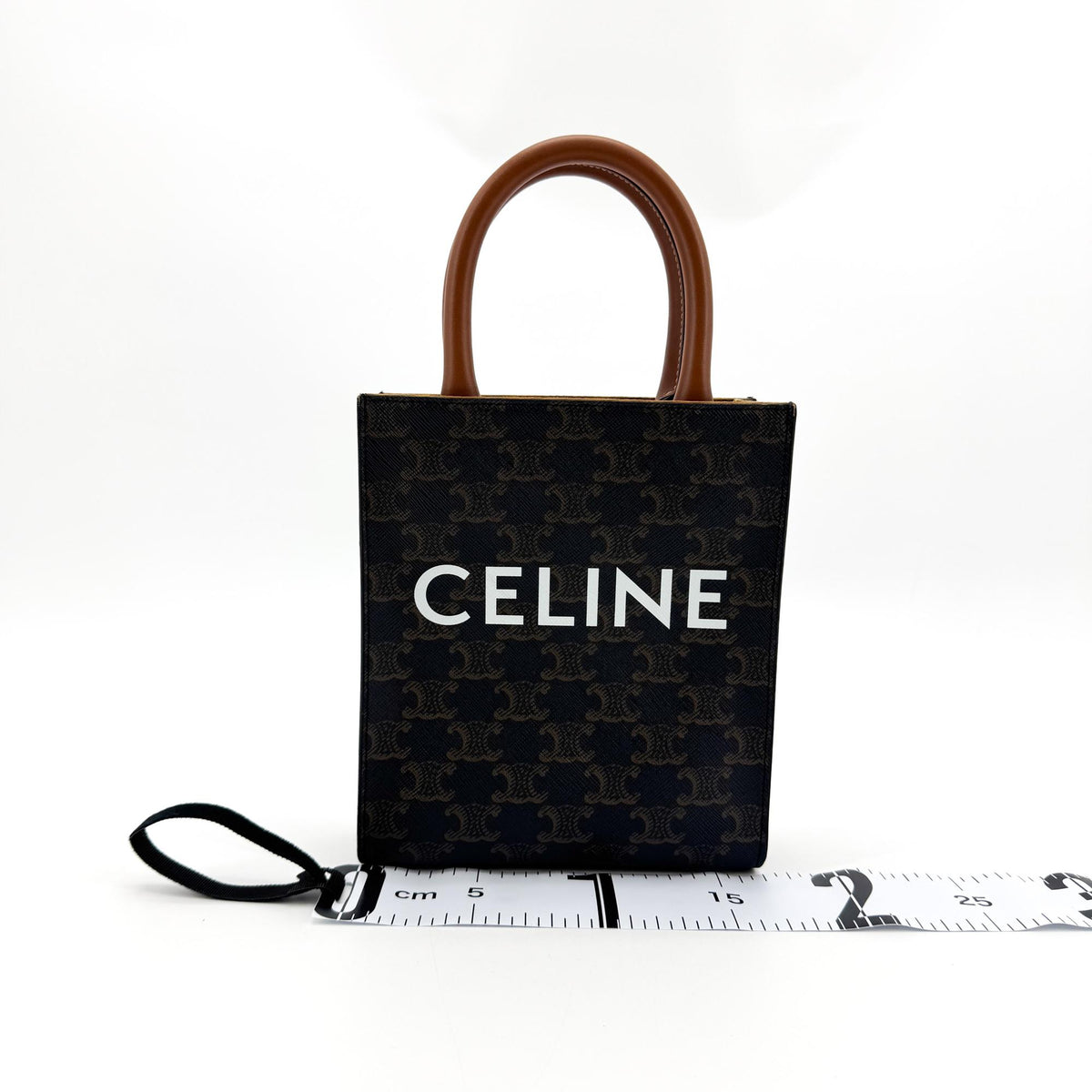 Celine Vertical Cabas Triomphe Coated Canvas Black Canvas Tote Bag Bag (Pre-Owned)