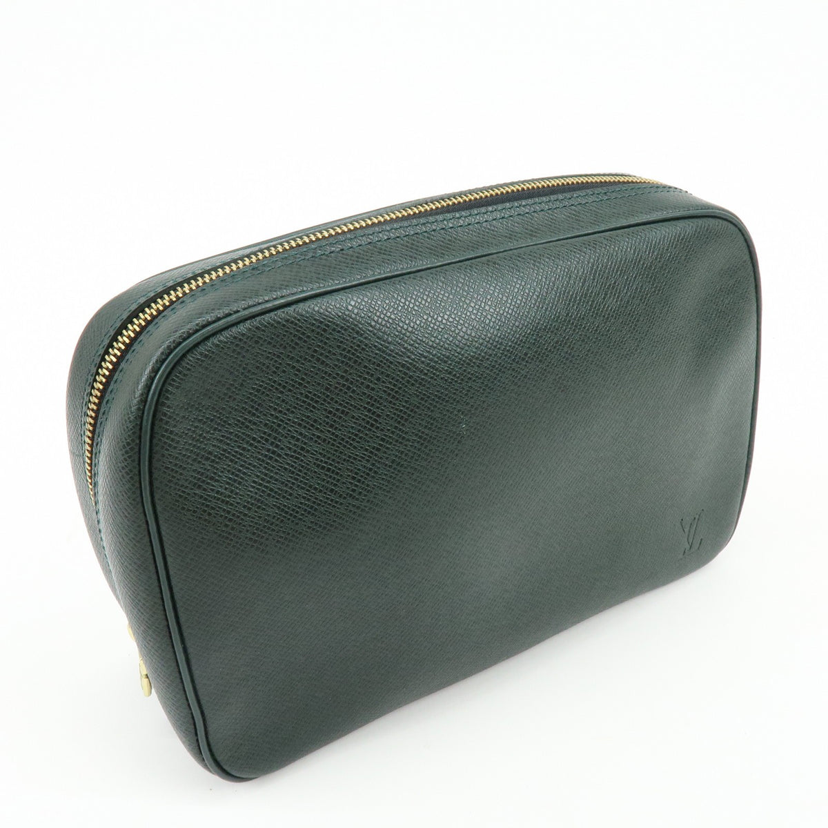 Louis Vuitton Toiletry Pouch Taiga Leather Green Leather Clutche & Pouche Bag (Pre-Owned)