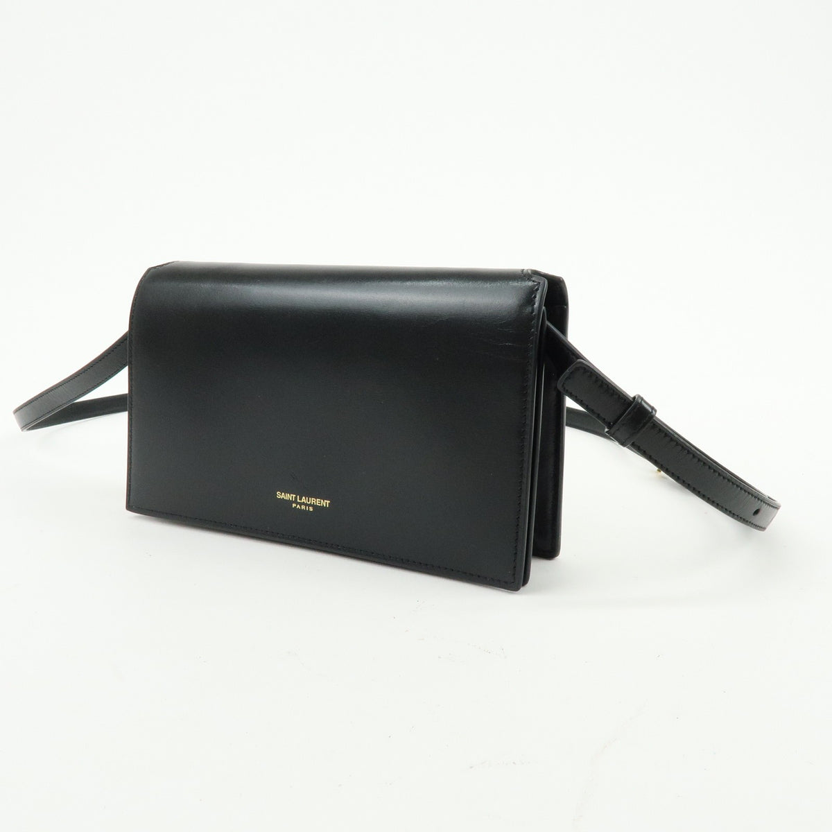 Saint Laurent Paris Chain Leather Black Leather Crossbody Bag Bag (Pre-Owned)