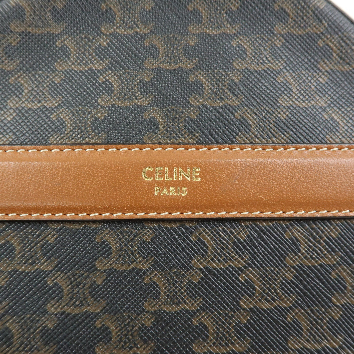 Celine Round Purse On Strap Triomphe Coated Canvas Brown Canvas Crossbody Bag Bag (Pre-Owned)