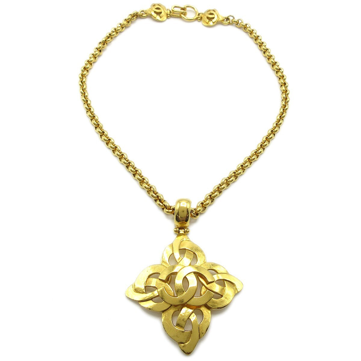 Chanel Cc Heart Pendant Metal Gold Gold_Plated Necklace Jewelry (Pre-Owned)