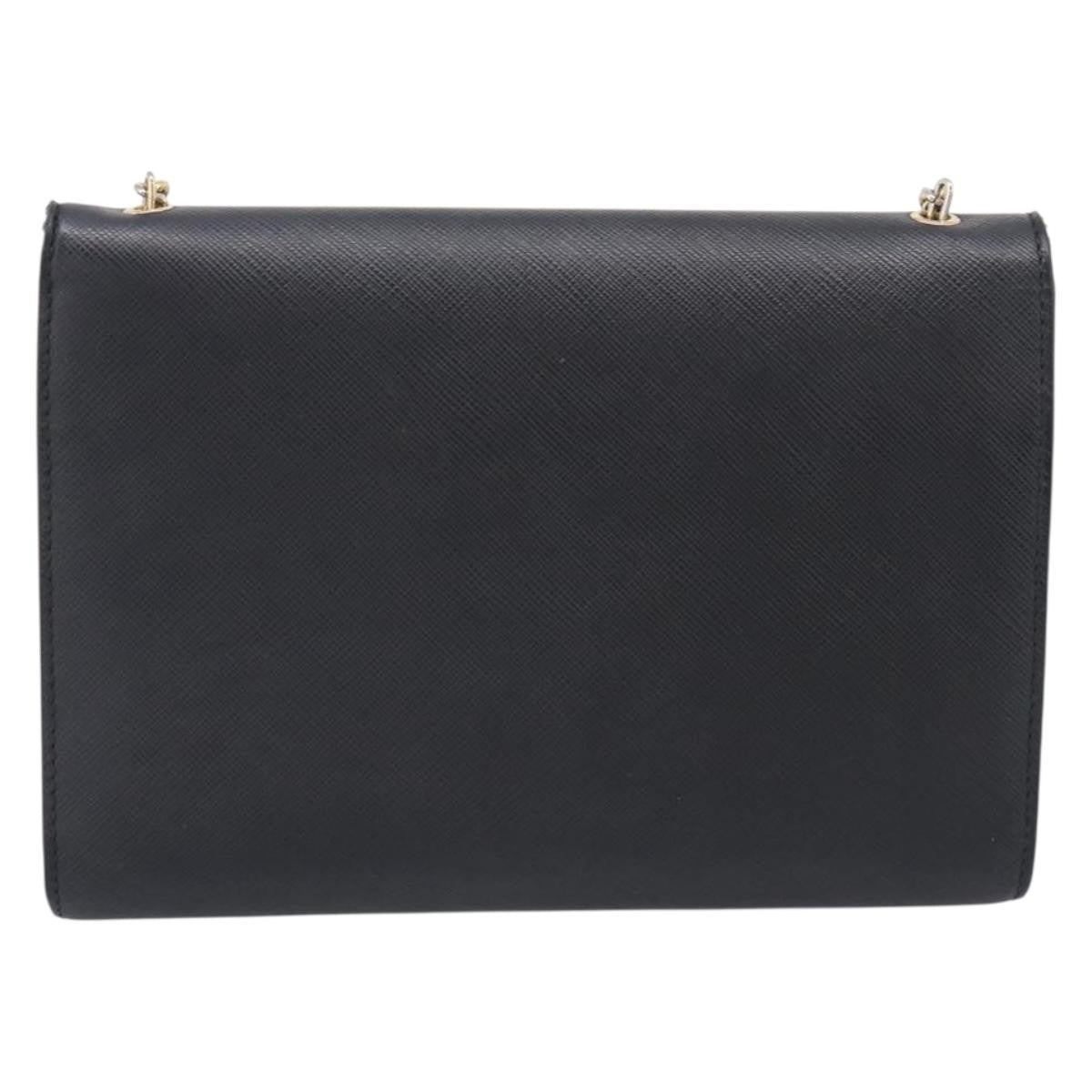 Salvatore Ferragamo Vala Chain Leather Black Leather Shoulder Bag Bag (Pre-Owned)