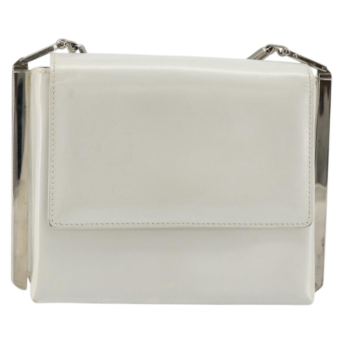Salvatore Ferragamo Vintage Chain Patent Leather White Patent_Leather Shoulder Bag Bag (Pre-Owned)