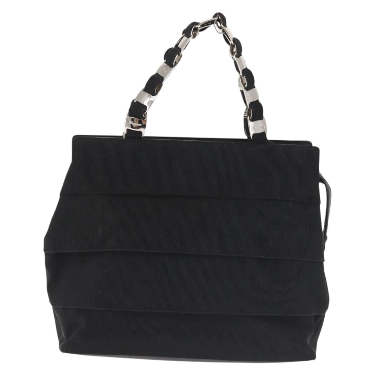 Salvatore Ferragamo Vala Canvas Black Canvas Handbag (Pre-Owned)