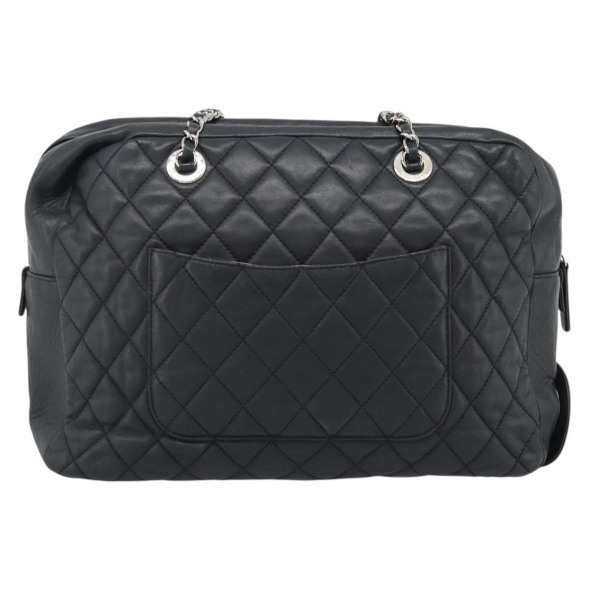 Chanel Mademoiselle Chain Quilted Lambskin Black Leather Shoulder Bag Bag (Pre-Owned)