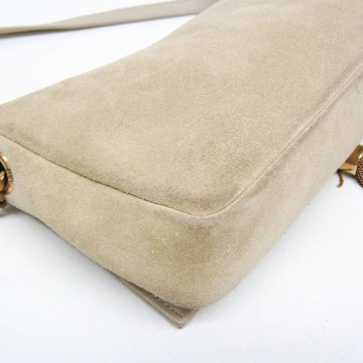 Saint Laurent Classic Monogram Tassel Clutch Suede Beige Suede Clutche & Pouche Bag (Pre-Owned)