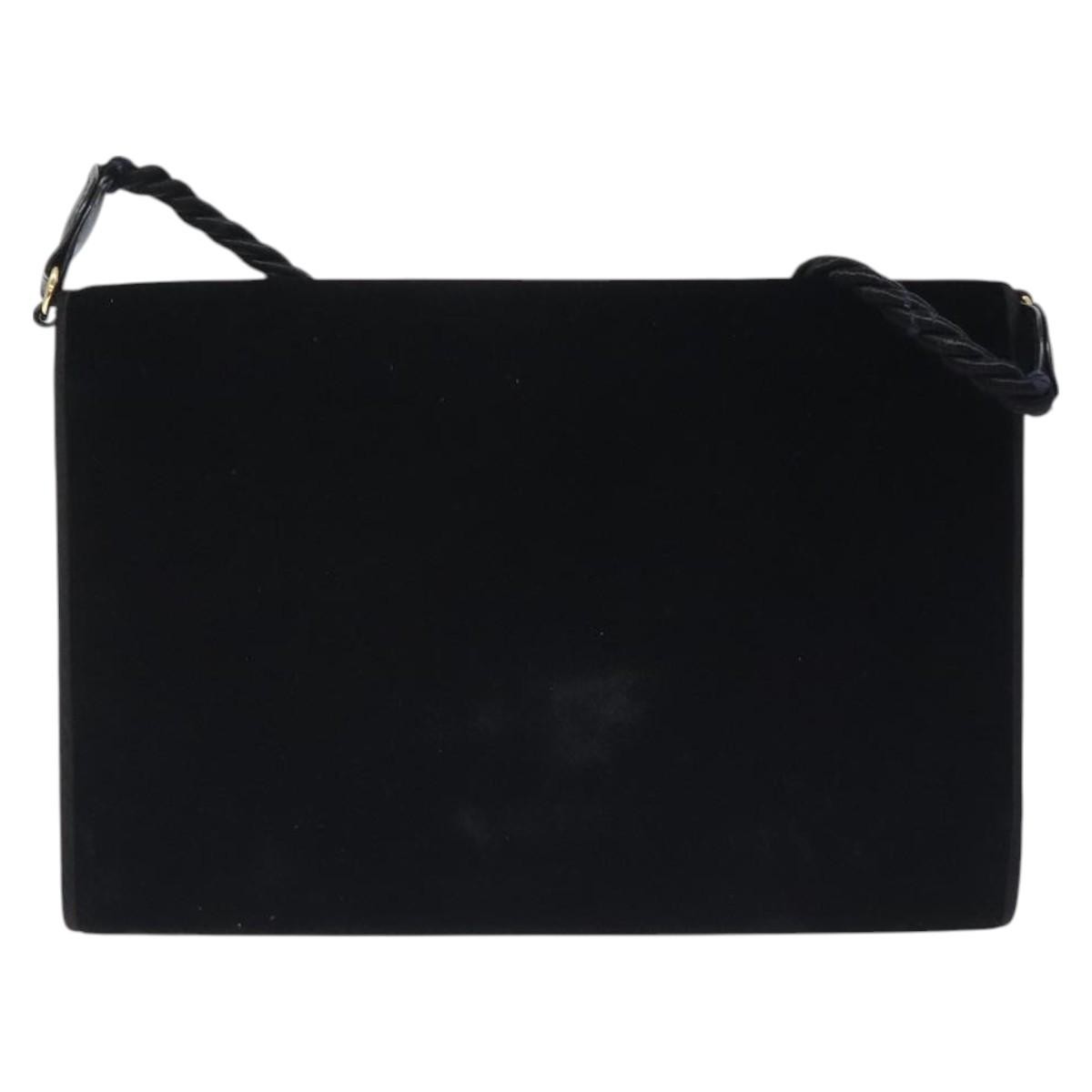Gucci Vintage Flap Velvet Black Velvet Shoulder Bag Bag (Pre-Owned)