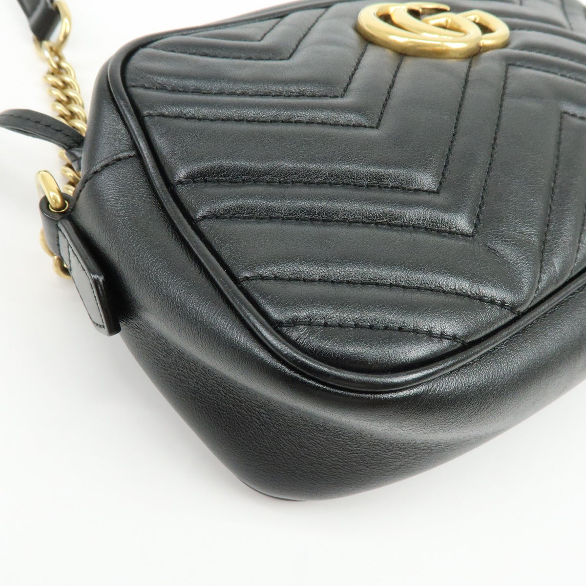 Gucci Gg Marmont Matelasse Leather Black Leather Shoulder Bag Bag (Pre-Owned)