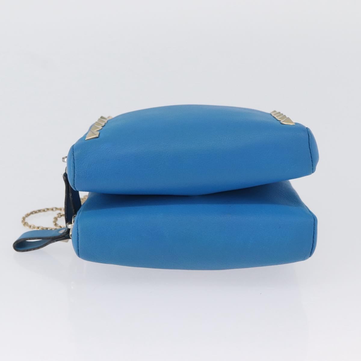 Valentino Garavani Rockstud Chain Camera Leather Blue Leather Clutche & Pouche Bag (Pre-Owned)