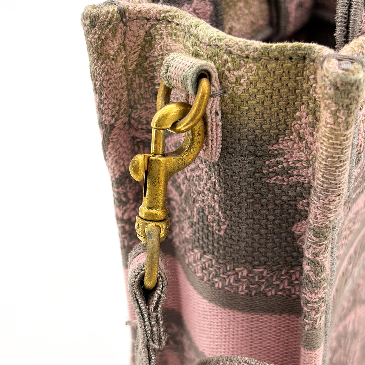 Christian Dior Book Embroidered Canvas Pink Canvas Tote Bag Bag (Pre-Owned)