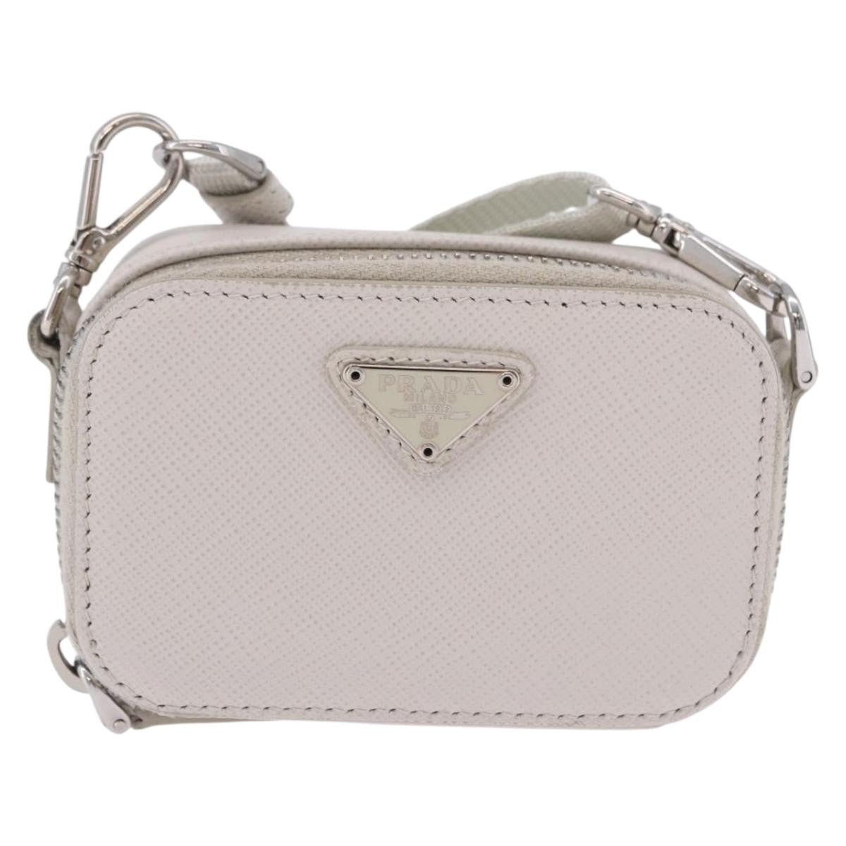 Prada Brique Camera Crossbody Bag Saffiano Leather Beige Leather Clutche & Pouche Bag (Pre-Owned)