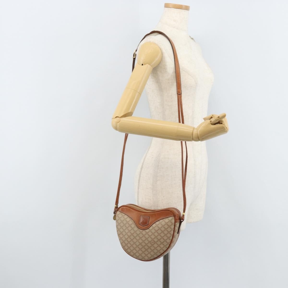 Celine Vintage Macadam Canvas And Leather Beige Canvas Shoulder Bag Bag (Pre-Owned)
