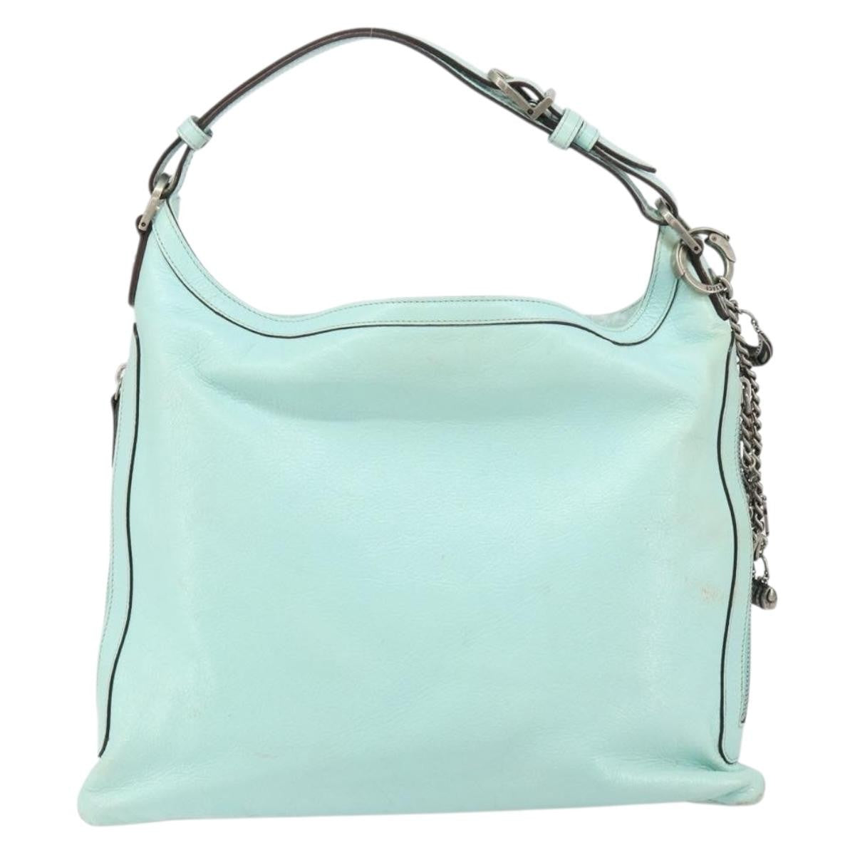 Versace Vintage Leather Blue Leather Handbag (Pre-Owned)