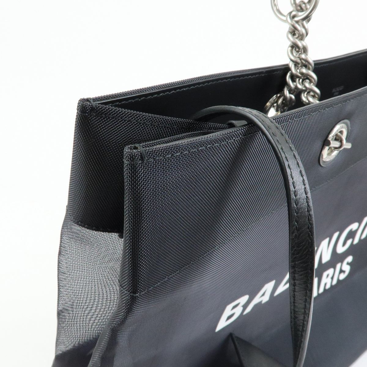 Balenciaga Duty Free Mesh With Leather Black Mesh Tote Bag Bag (Pre-Owned)
