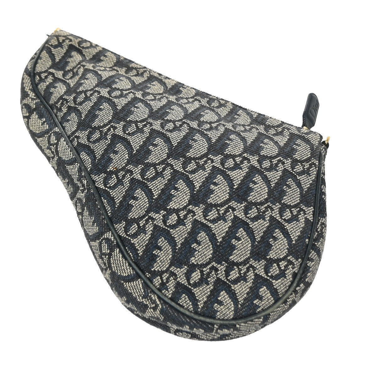 Christian Dior Vintage Saddle Diorissimo Canvas Navy Canvas Handbag (Pre-Owned)