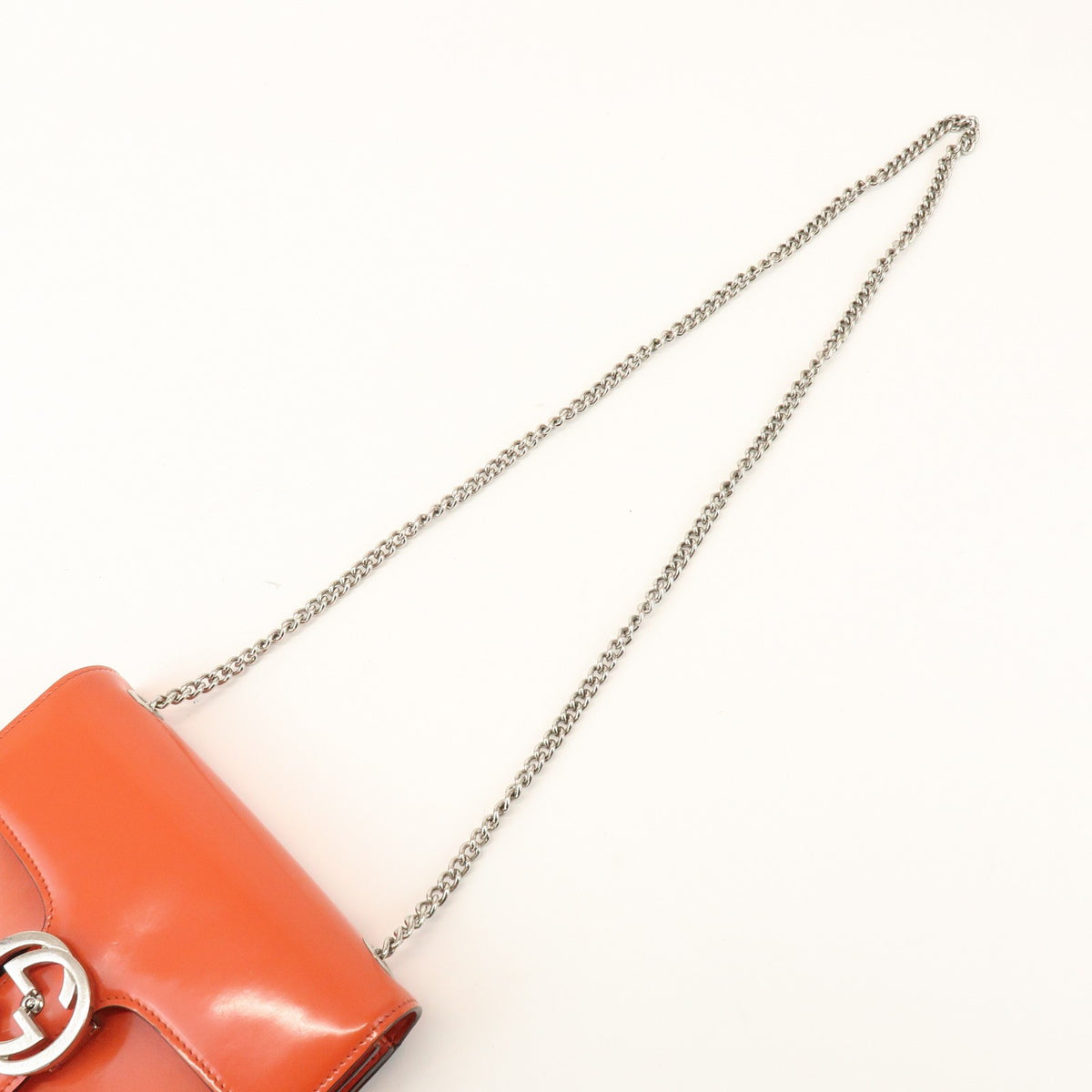 Gucci Interlocking Patent Orange Patent_Leather Shoulder Bag Bag (Pre-Owned)