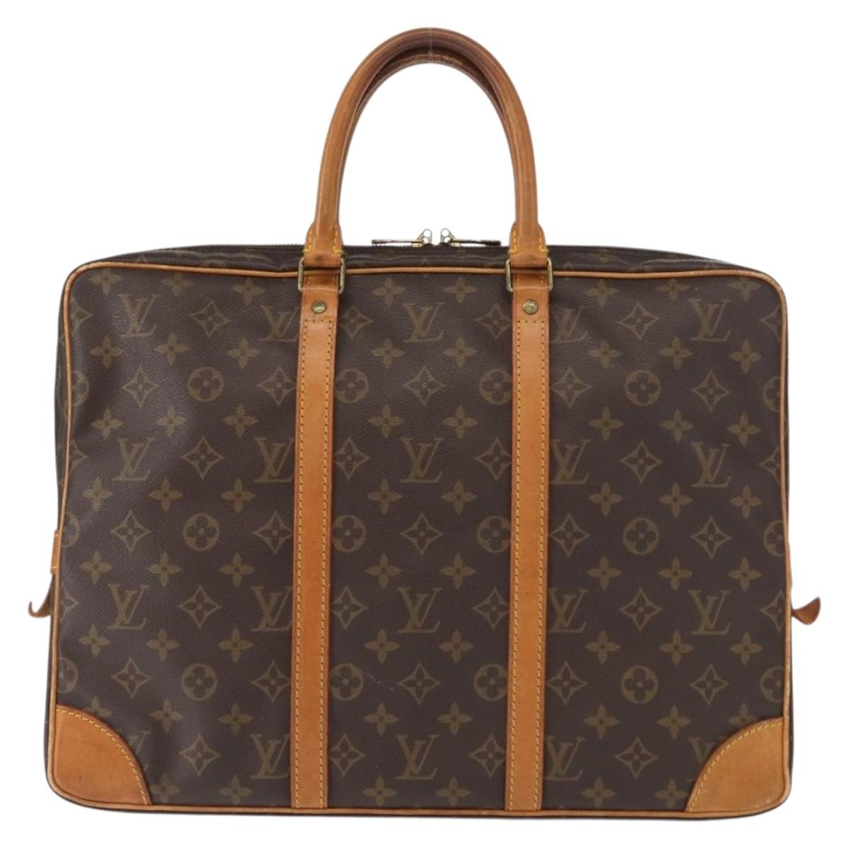 Louis Vuitton Porte-Documents Voyage Macassar Monogram Canvas Brown Canvas Briefcase Bag (Pre-Owned)