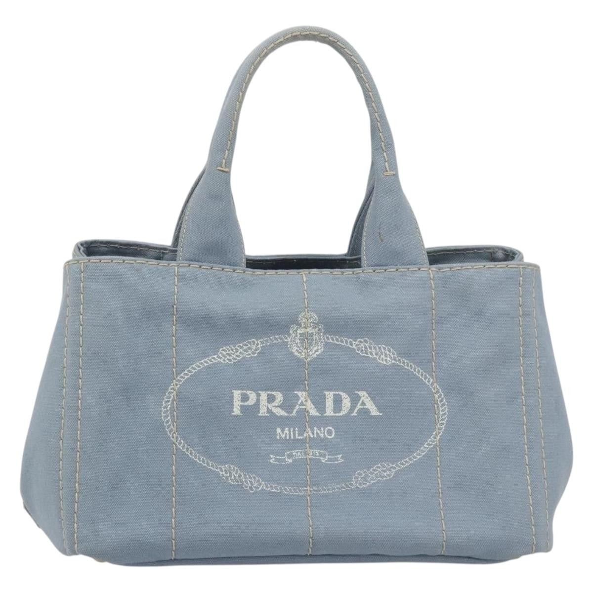 Prada Canapa Canvas Blue Canvas Tote Bag Bag (Pre-Owned)