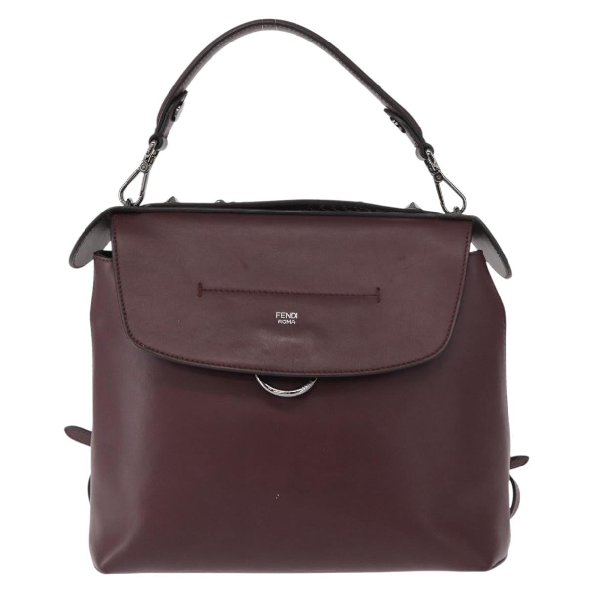 Fendi Back To School Leather Burgundy Leather Backpack Bag (Pre-Owned)