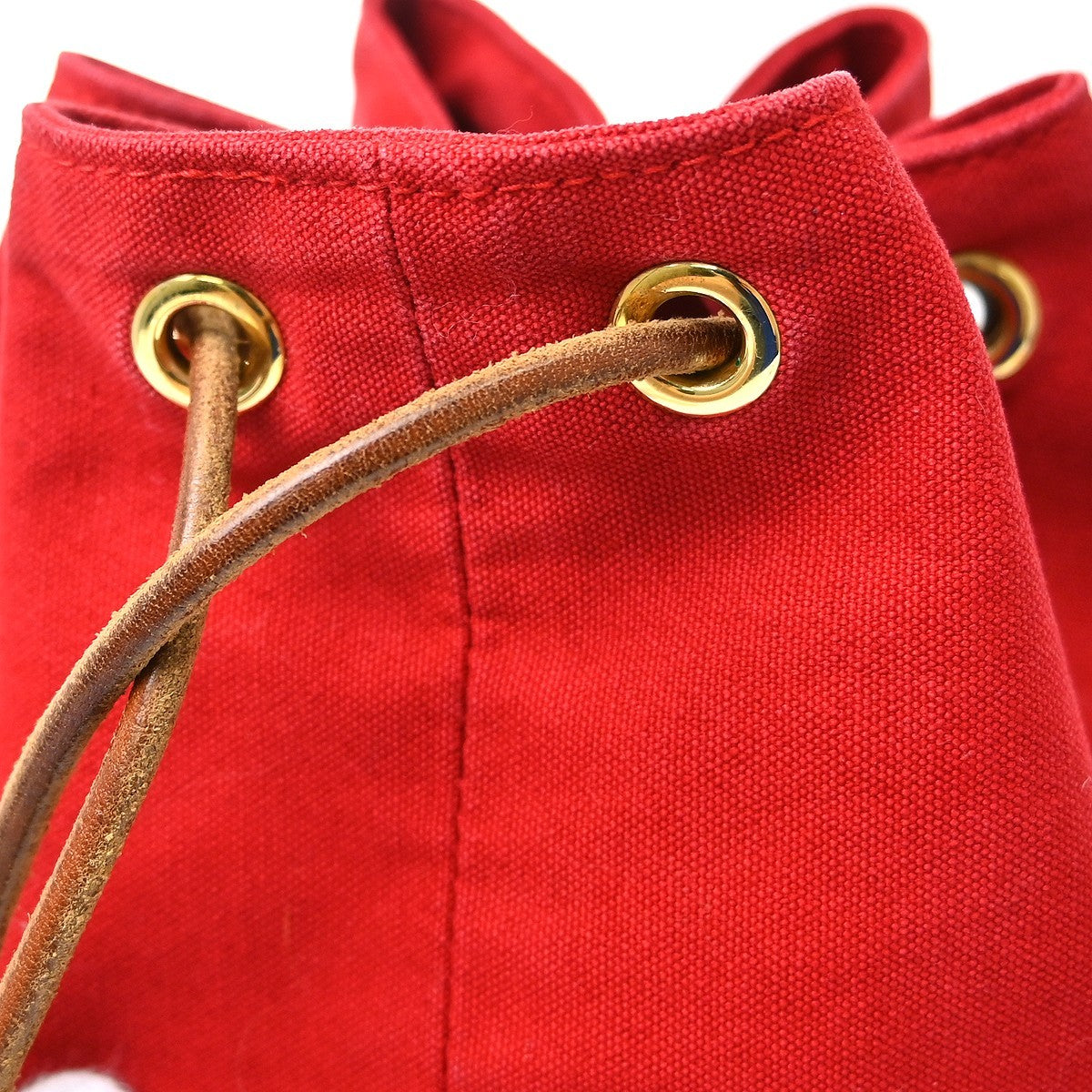 Hermes Polochon Drawstring Cotton Red Cotton Backpack Bag (Pre-Owned)