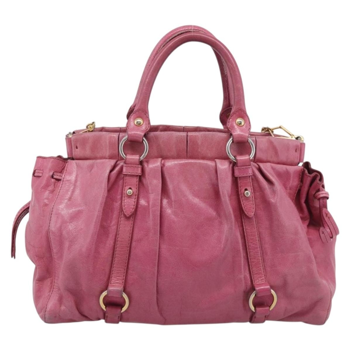 Miu Miu Vitello Lux Leather Pink Leather Handbag (Pre-Owned)
