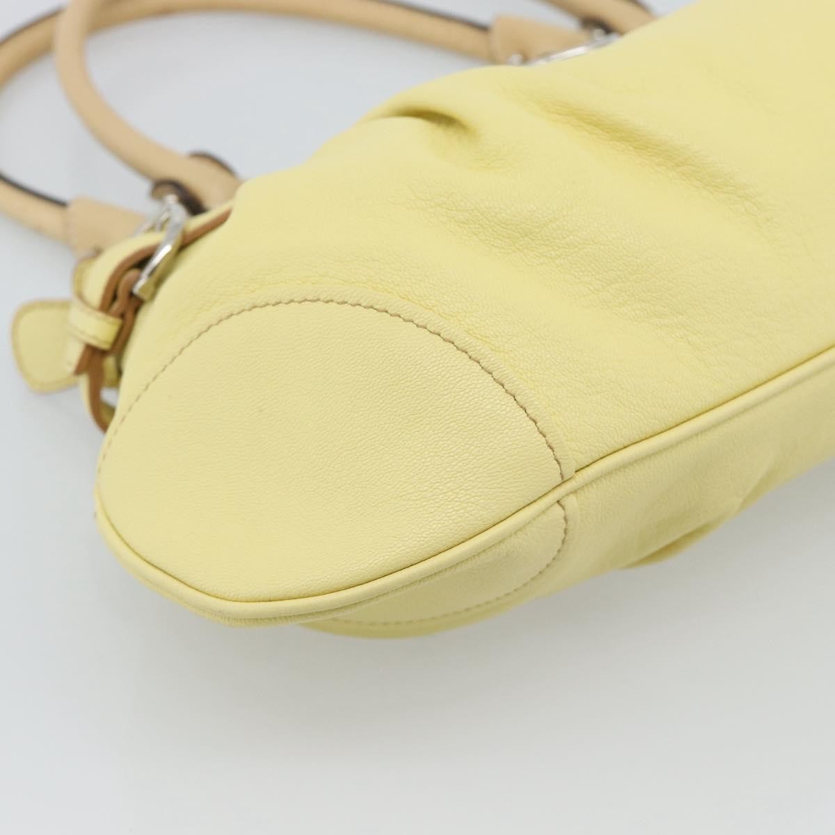 Salvatore Ferragamo Gancini Leather Yellow Leather Handbag (Pre-Owned)
