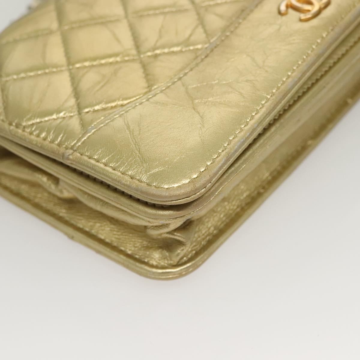 Chanel Gabrielle Wallet On Chain Quilted Aged Calfskin Gold Leather Crossbody Bag Bag (Pre-Owned)
