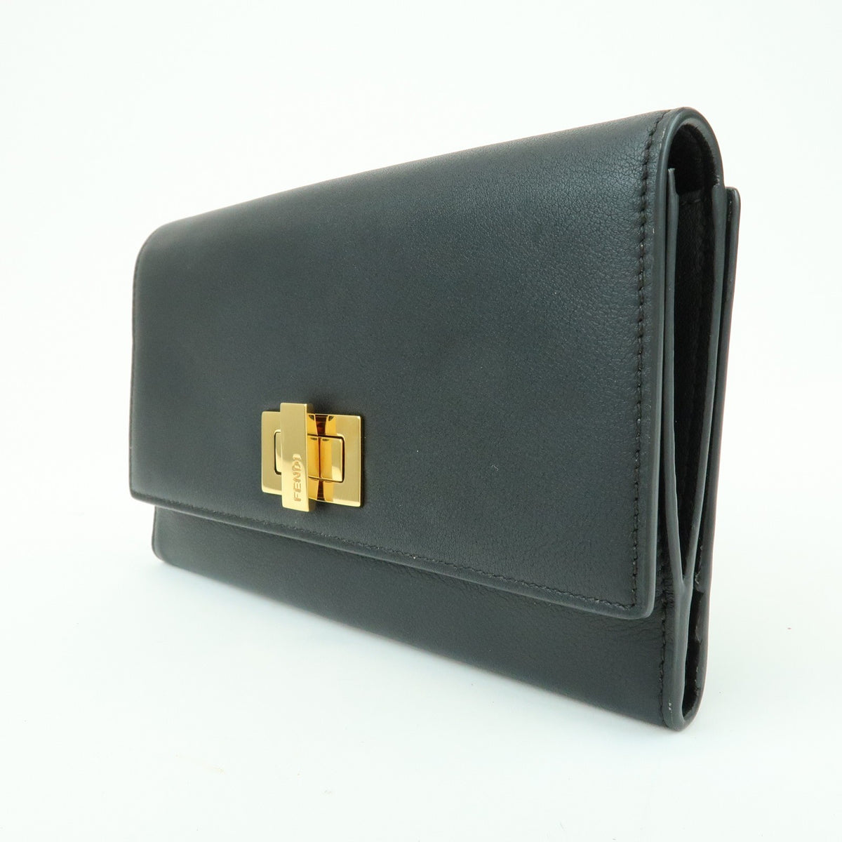 Fendi Selleria Peekaboo Leather Black Leather Wallets Accessory (Pre-Owned)