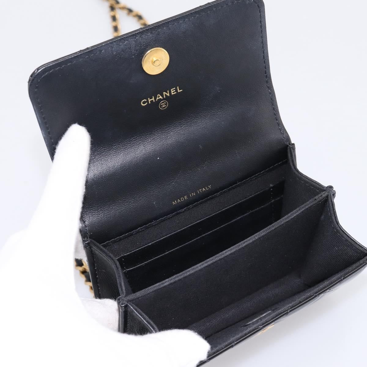 Chanel Woven Top Handle Cc Flap Clutch On Chain Patent Leather Black Patent_Leather Shoulder Bag Bag (Pre-Owned)