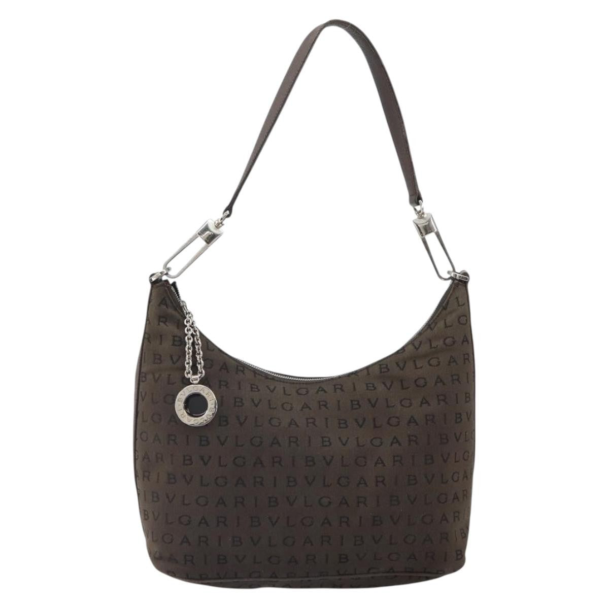 Bvlgari Logomania Canvas With Leather Brown Canvas Shoulder Bag Bag (Pre-Owned)
