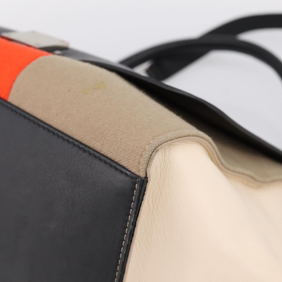 Celine Tricolor Trapeze Leather Beige Wool Handbag (Pre-Owned)