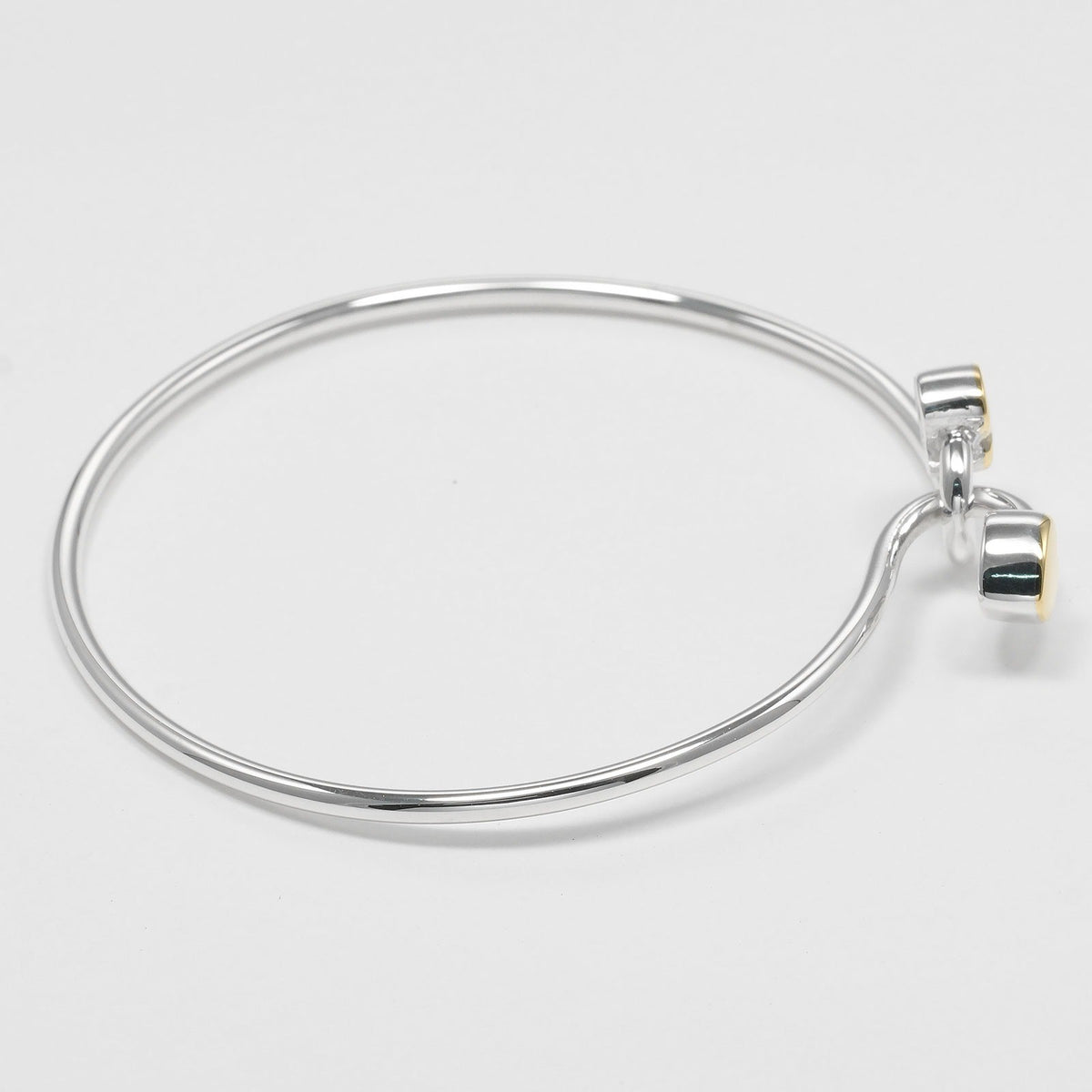 Tiffany & Co. Double Heart Lock Bangle Sterling Silver With 18K Yellow Gold Silver Silver Bracelet Jewelry (Pre-Owned)