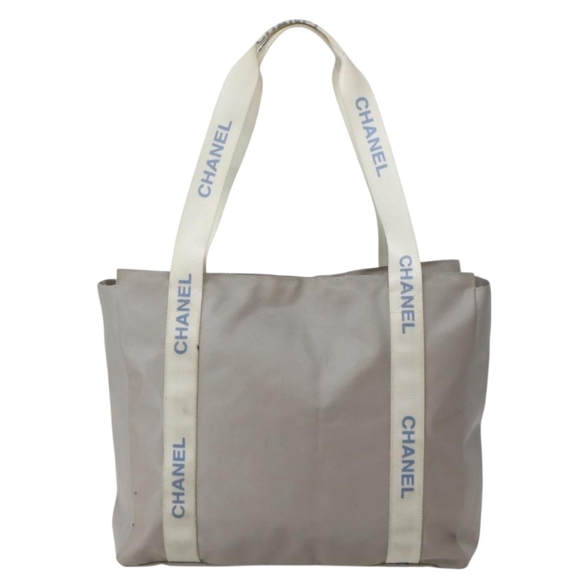 Chanel Sport Line Nylon Gray Nylon Tote Bag Bag (Pre-Owned)