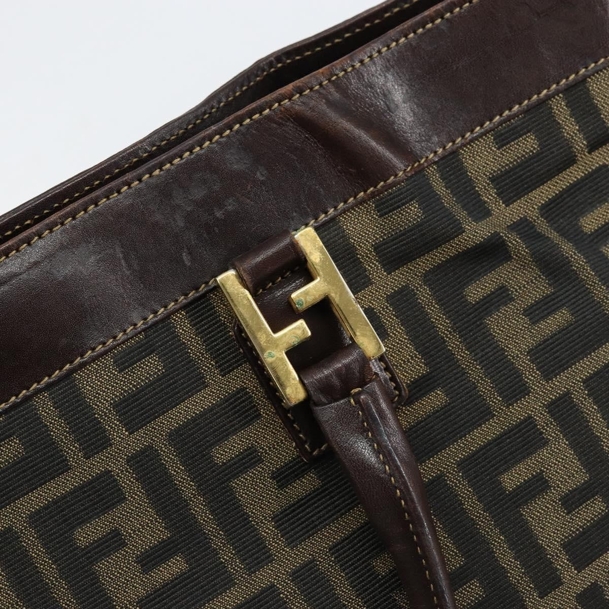 Fendi Vintage Zip Tote Zucca Canvas Brown Canvas Tote Bag Bag (Pre-Owned)