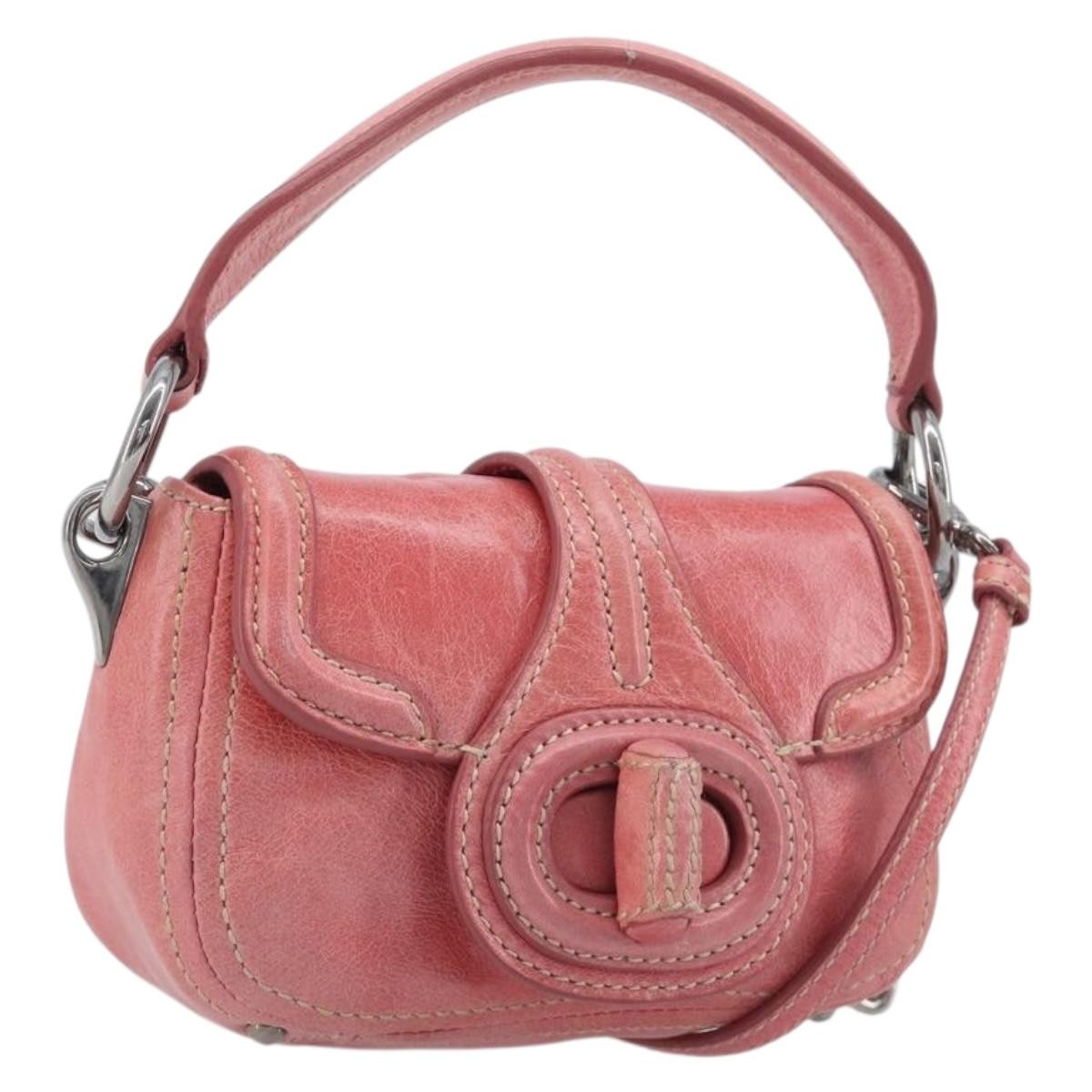 Prada Turnlock Flap Soft Calf Pink Leather Shoulder Bag Bag (Pre-Owned)