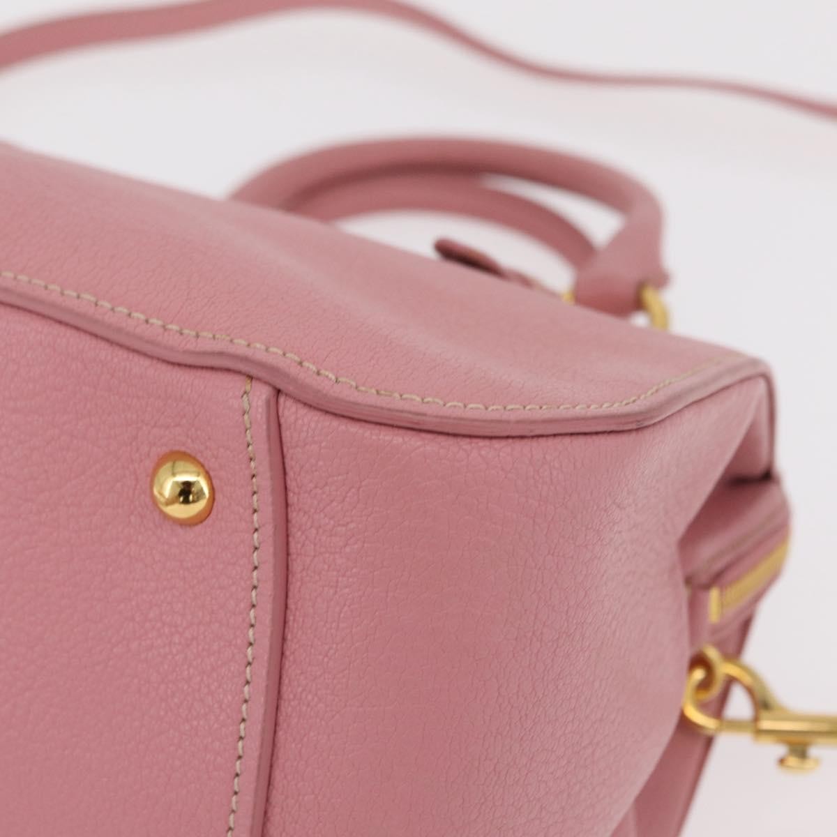 Miu Miu Madras Bowler Leather Pink Leather Handbag (Pre-Owned)