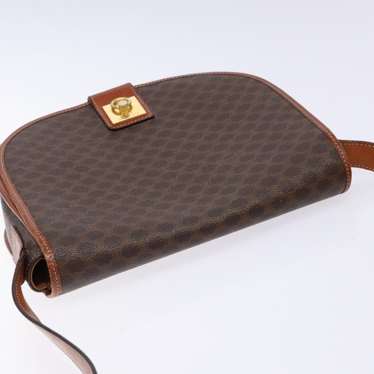Celine Macadam Shoulder Pvc Leather Brown Canvas Bag (Pre-Owned)