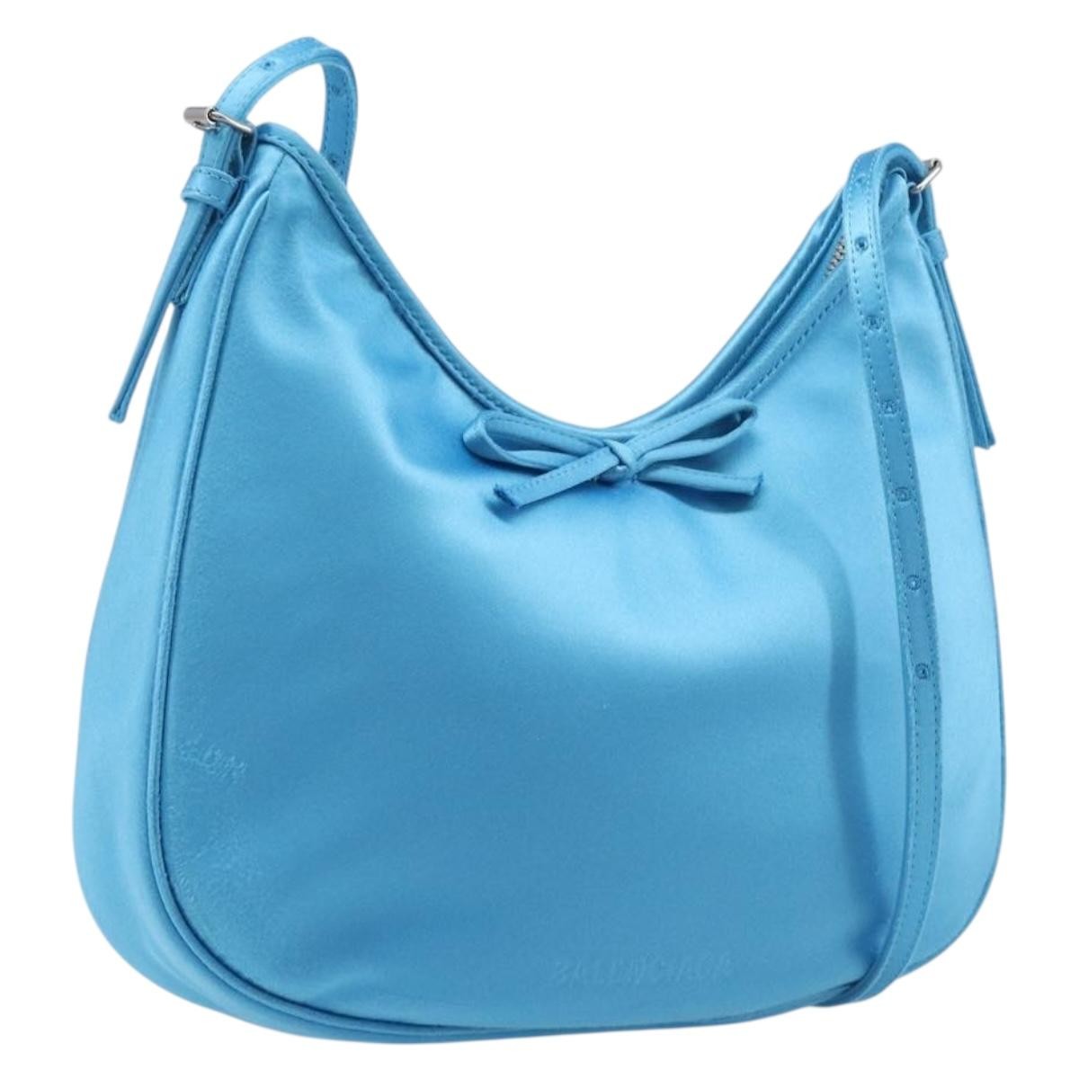 Balenciaga Leopolda Satin Blue Satin Shoulder Bag Bag (Pre-Owned)