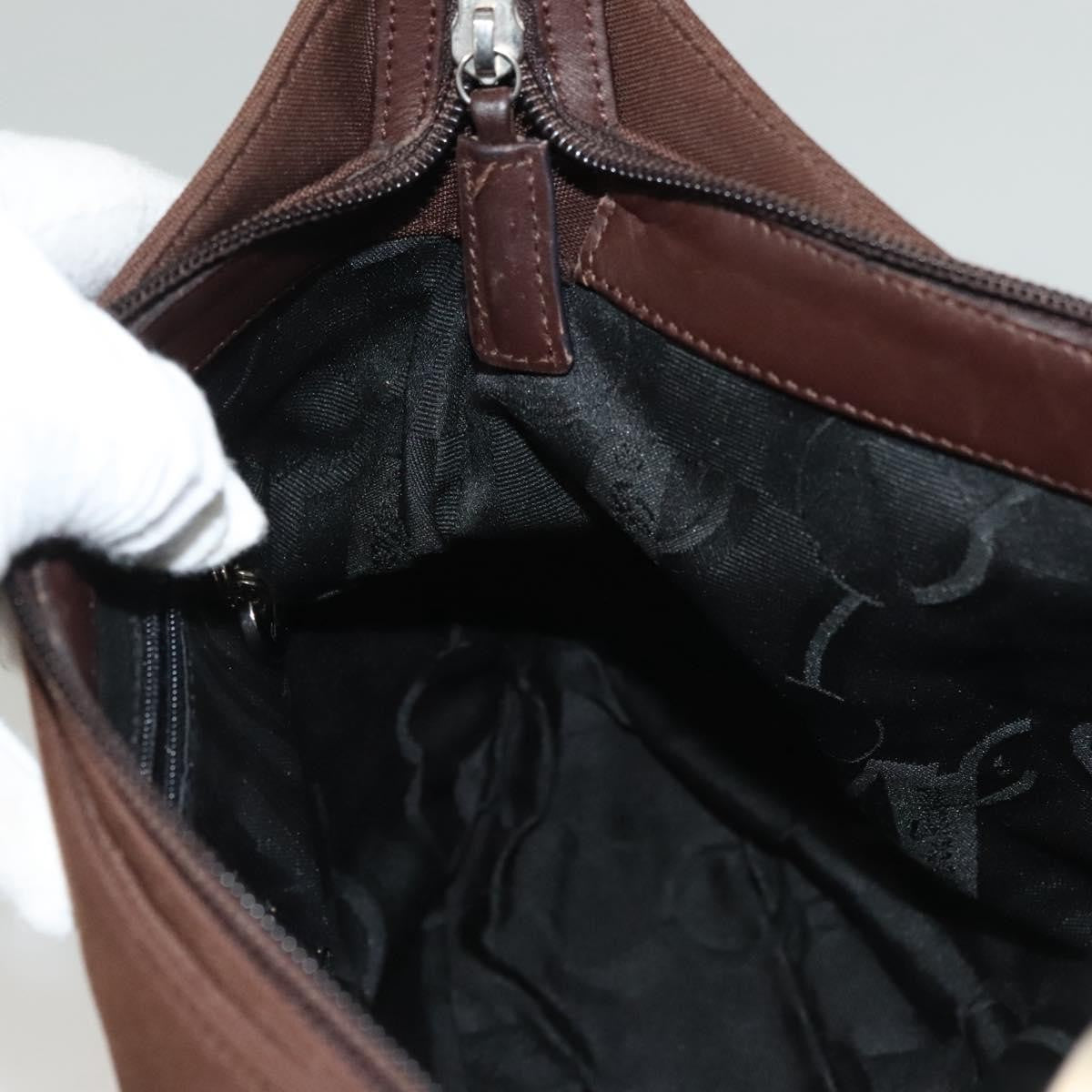Salvatore Ferragamo Vala Canvas Brown Canvas Shoulder Bag Bag (Pre-Owned)