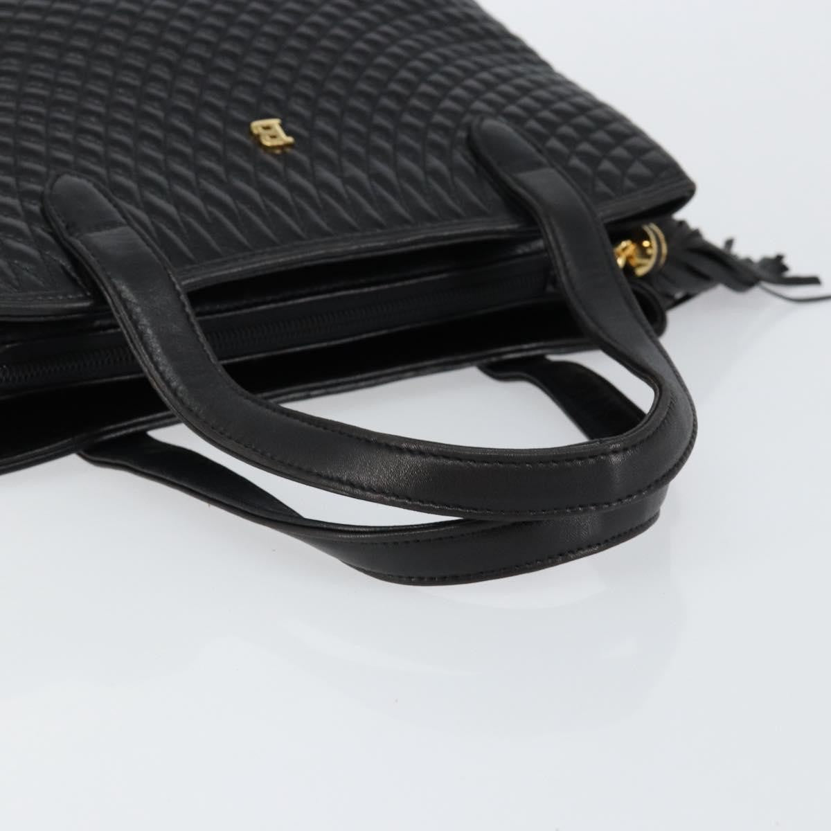Bally Vintage Quilted Leather Black Leather Handbag (Pre-Owned)