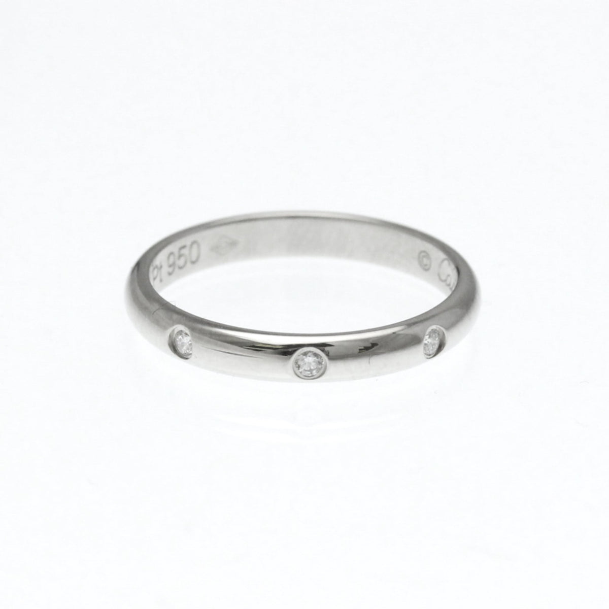 Cartier 1895 Wedding Band 3 Diamonds Platinum With Diamonds Silver Platinum Ring Jewelry (Pre-Owned)