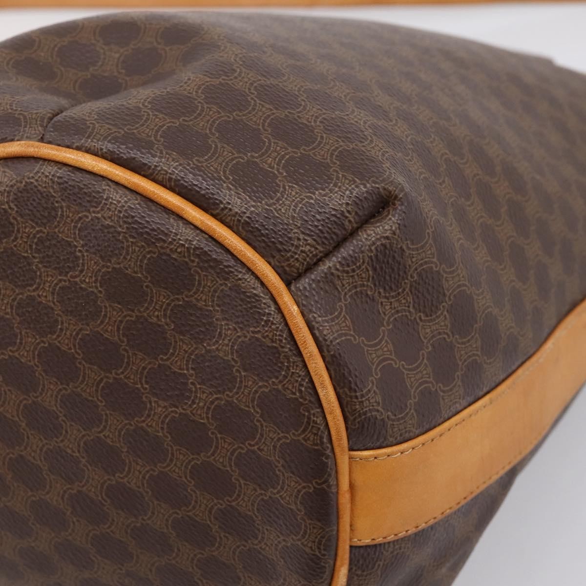 Celine Vintage Macadam Canvas And Leather Brown Canvas Shoulder Bag Bag (Pre-Owned)