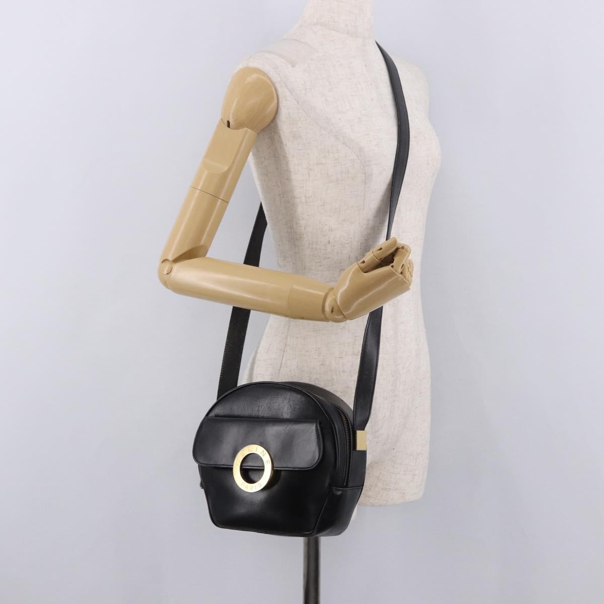 Celine Vintage Circle Logo Leather Black Leather Shoulder Bag Bag (Pre-Owned)